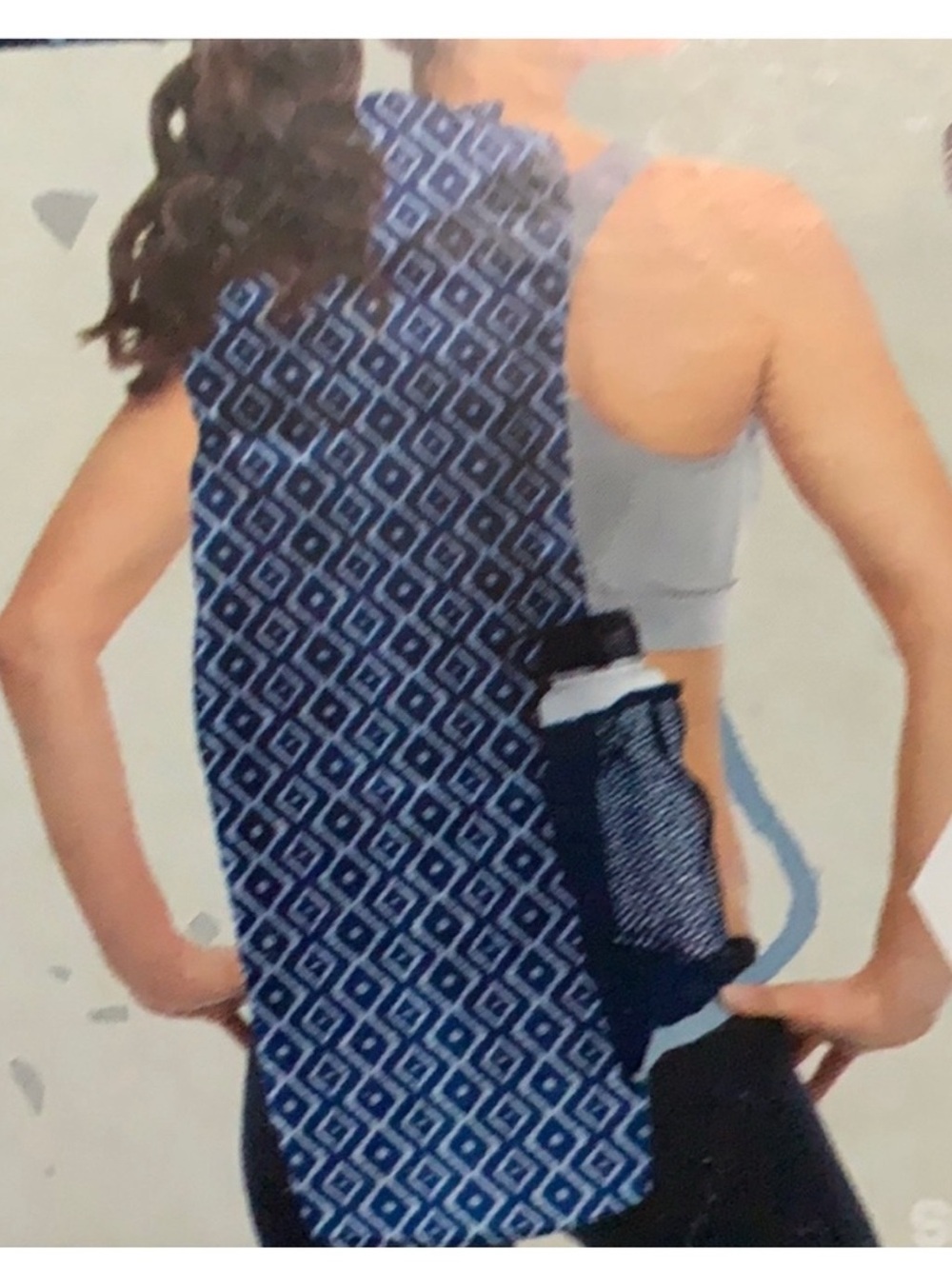 Blue Geometric Yoga Mat Tote with Water Bottle Pocket